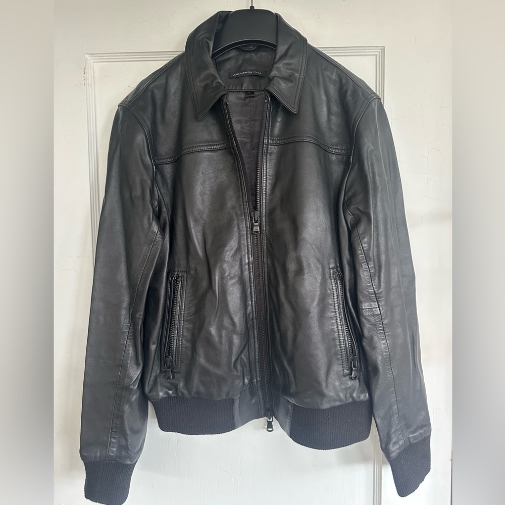 John Varvatos Men's Black 100% Leather Jacket sz: S